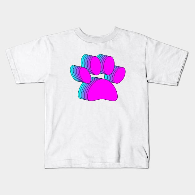 Pink Purple And Blue Dog Paws Kids T-Shirt by Braznyc
